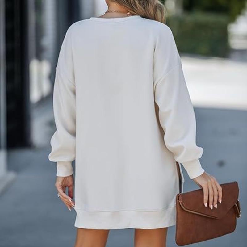 Autumn and Winter Women's Fashion Splicing Side Zip Design Pullover Sweatshirt