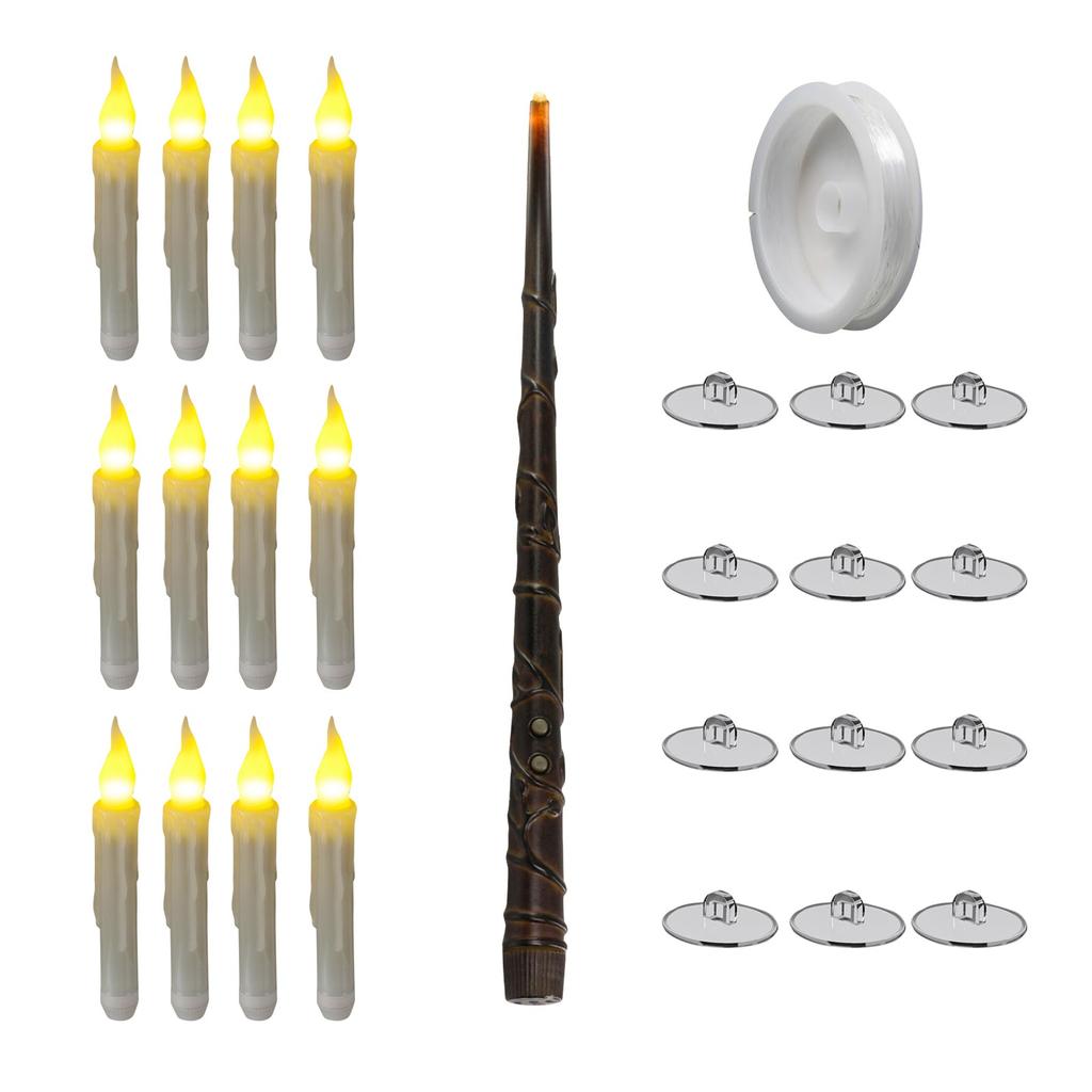 Плавающие свечи с дистанционным управлением, 12 шт., светодиодные беспламенные мерцающие конические свечи, теплый белый цвет