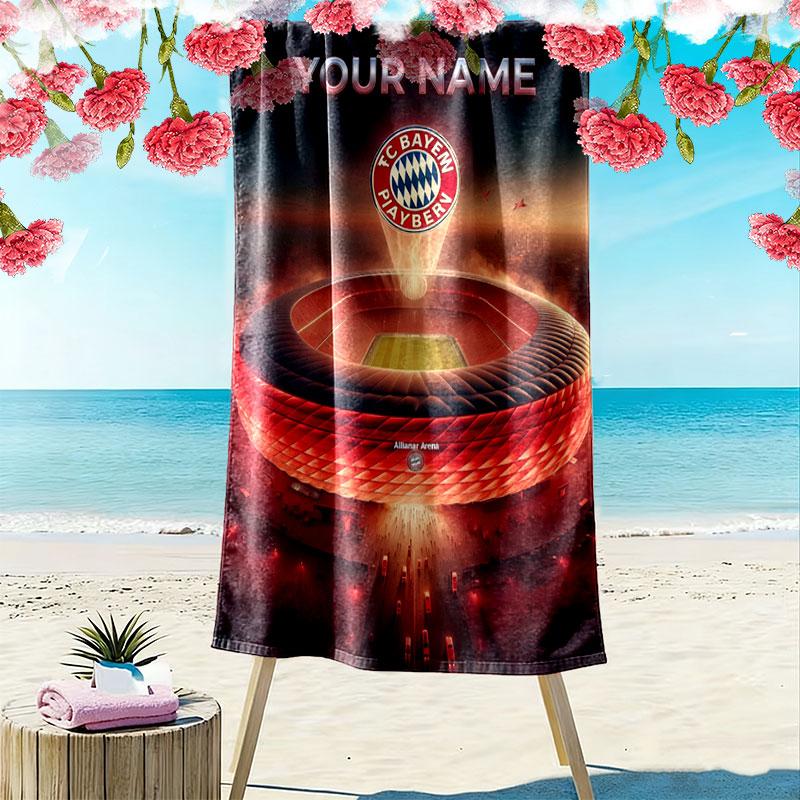 Custom FC Bayern München Print Beach Towel, Large Soft Quick Dry Towel for Beach Camping Swimming