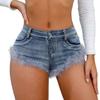 2024 Европейские и американские джинсовые шорты с высокой талией больших размеров, стрейч