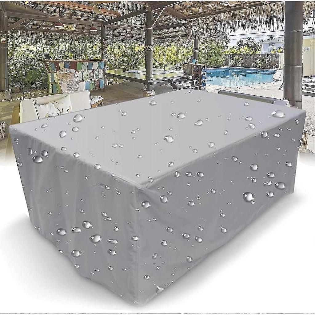 Garden Furniture Cover, 210D Rectangular Waterproof Furniture Cover with Drawstring for Garden Furniture Patio Table Furniture Cover Silver,115*115*70