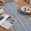 Rustic Table Runners with Handmade Tassel, Vintage Woven Cotton Linen Table Runner Long for Party Dining Table Decoration