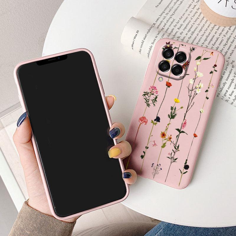 Для Samsung Galaxy M33 M53 5G Чехол Милый Модный Сердечки Цветы Мягкий Силиконовый Бампер Чехол Для Samsung M13 M15 M55 M35 Fundas TPU