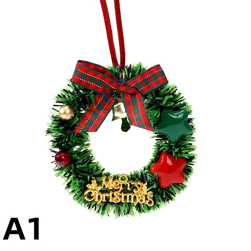 Merry Christmas Wreath Pendant With Bell Car Door Hanging Decoration Xmas Party Christmas Tree Decor Accessories