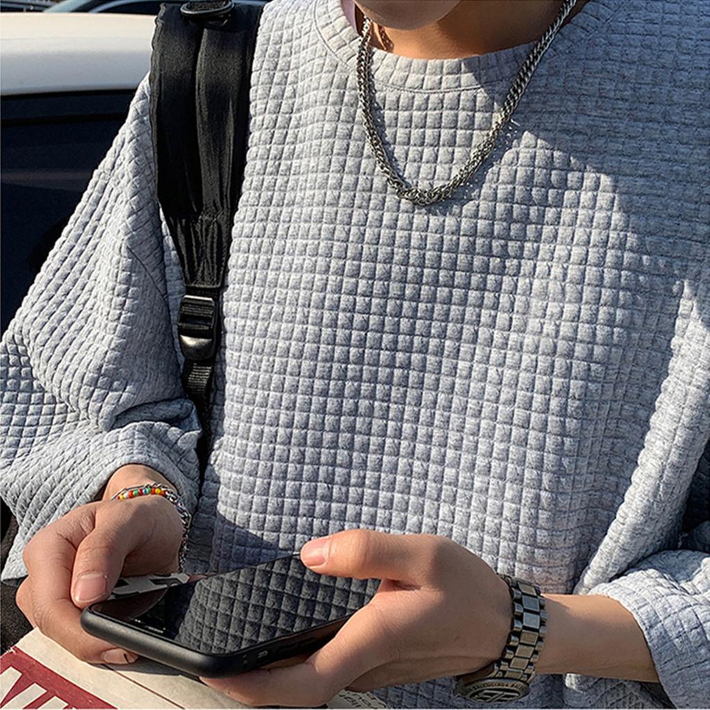 Вафельная футболка с коротким рукавом Мужская Летняя в стиле Харадзюку Рукав до локтя Рукав пять точек Гонконгский стиль Белая футболка