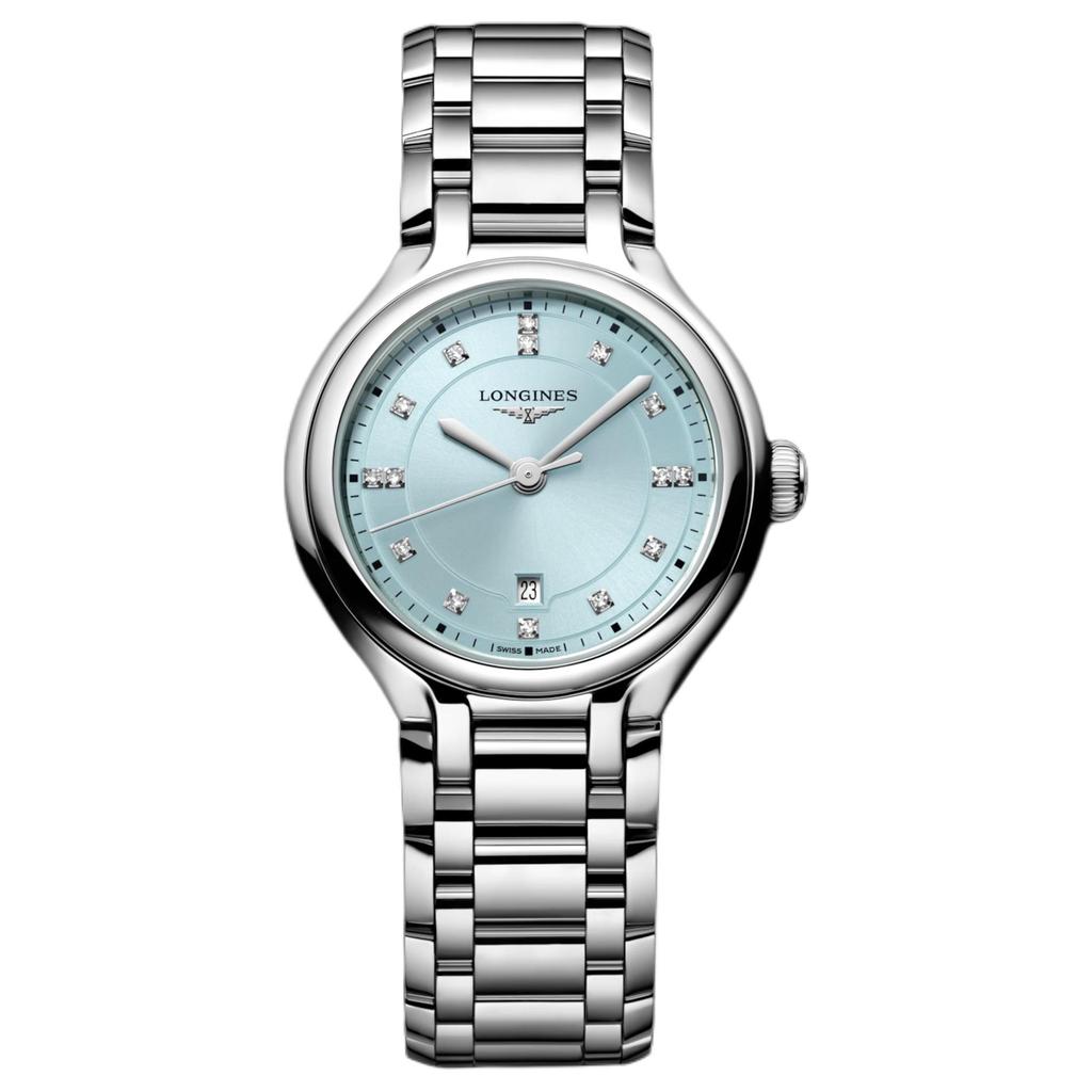 Longines Серия "Сердце и Луна" Кварцевый механизм Водонепроницаемость 30 метров Модные женские часы Швейцарские часы 30 мм Синий циферблат Браслет из нержавеющей стали L8.142.4.97.6
