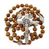 TALISMAN4U Olive Wood Rosary Beads Catholic Necklace with St. Benedict Medal, Jerusalem Cross, Gift Box, Wood