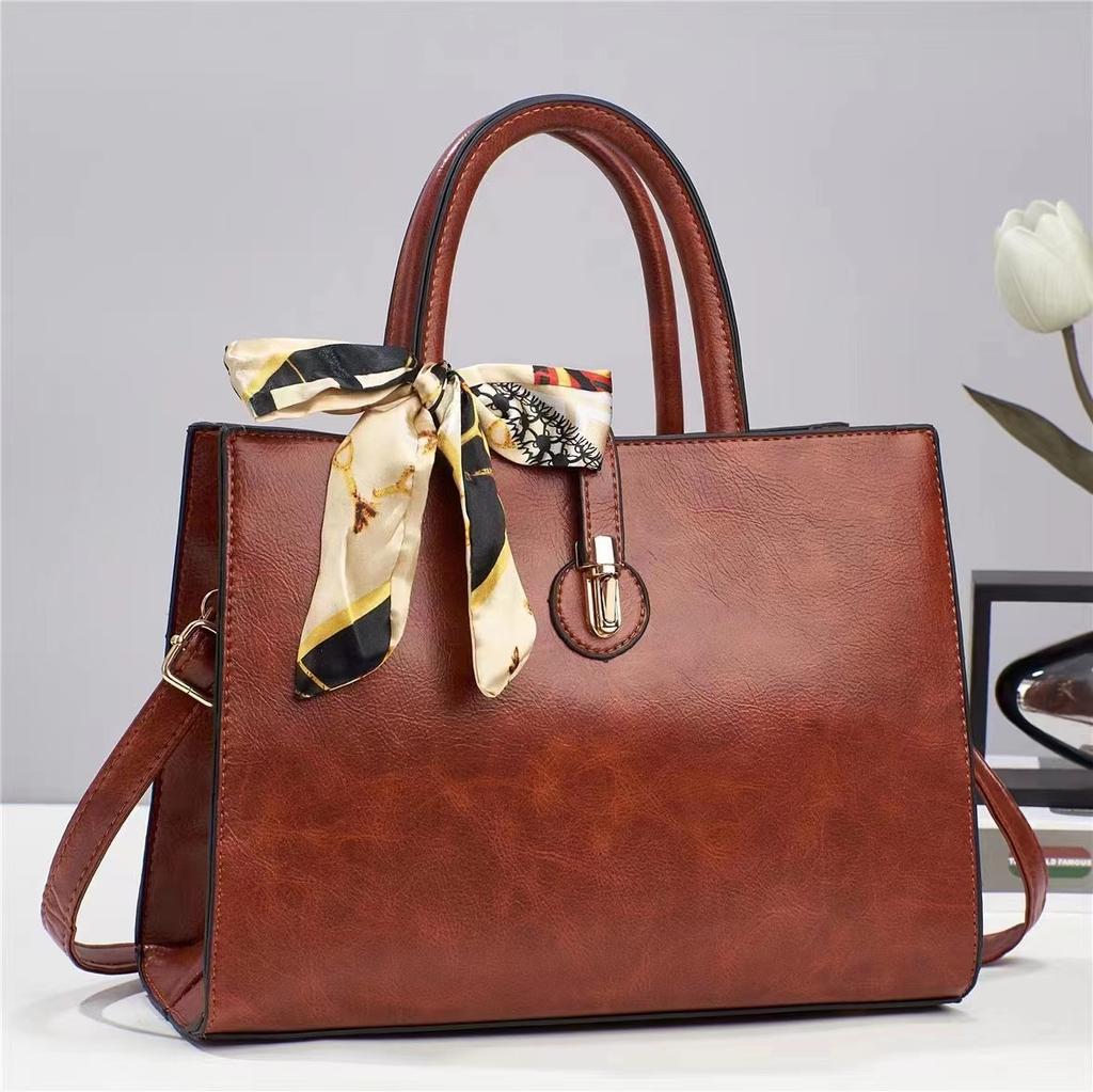 Новая мода ретро кожаный шелковый шарф большой емкости женская сумка через плечо