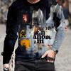 Unique Graffiti 3D Digital Print Mens Long Sleeve Comfy Casual T-shirt Spring Summer Autumn Stylish Gift Idea Men Tops Men