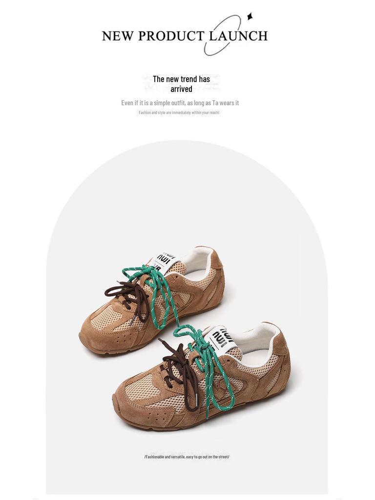 Женские кожаные кроссовки Dexun осень 2024 года: Двухцветные шнурки, стиль Форреста Гампа, повседневные туфли для папы