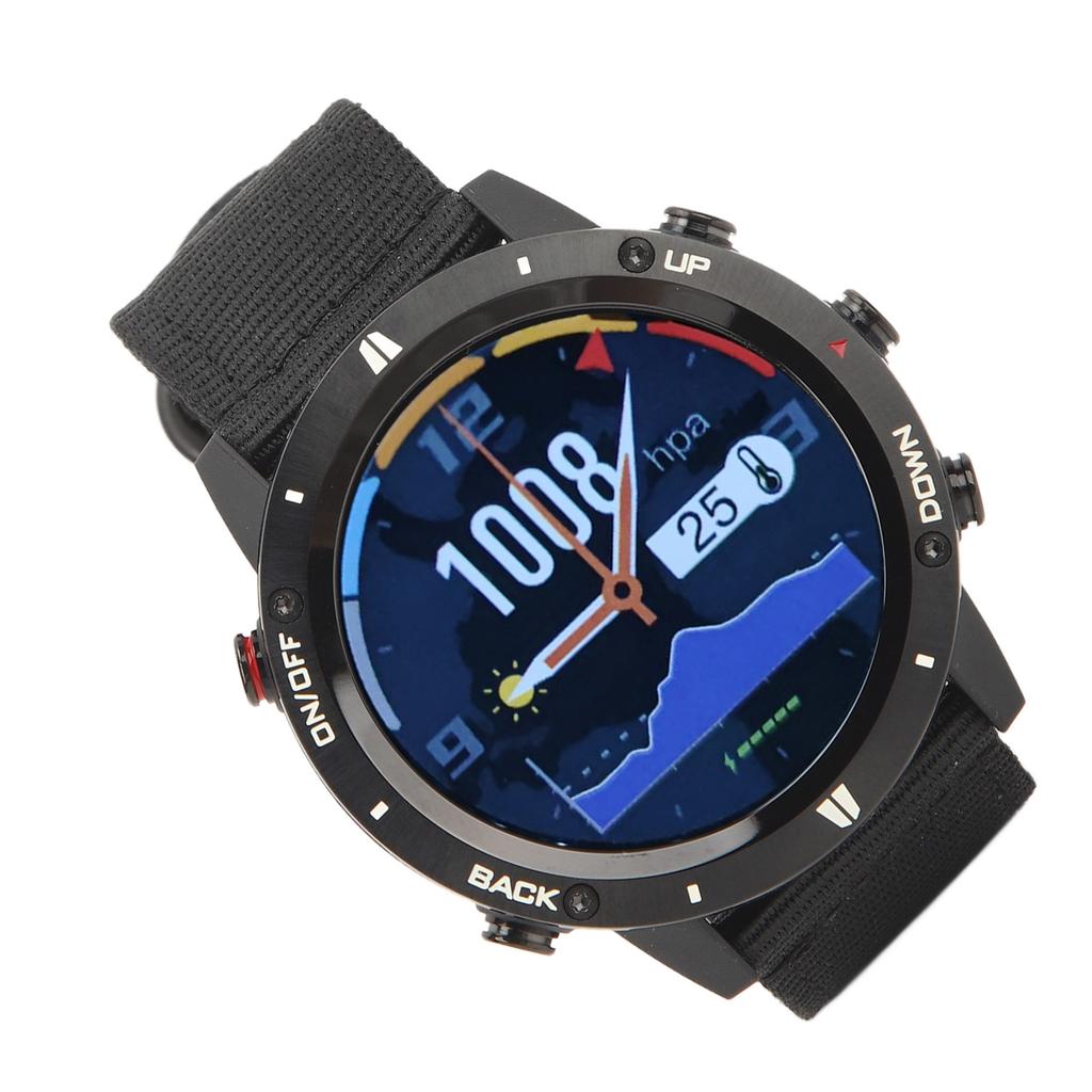 Running Swimming Sports Smart Watch 1.28in IPS TFT Compass Barometer Smart Waterproof Men Watch Black