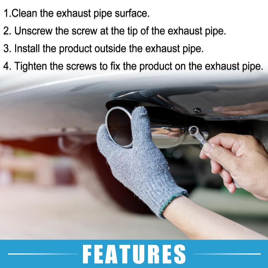 ABSOPRO Car Curved Exhaust Tip 61mm 69x61mm 190mm Muffler Stainless Gold Tone Heart-Shaped Tailpipe, Inlet, Outlet, Length, Bolt-On Tip, Steel,