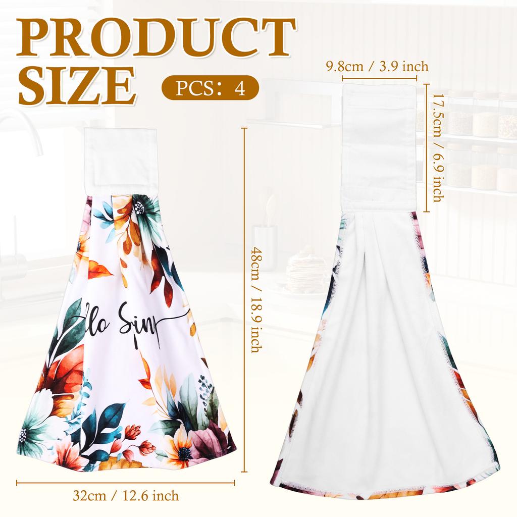 4Pcs Hanging Hand Towel Fiber High Absorbency Soft Towel Fast Drying Easy To Clean for Home Bathroom Kitchen Accessories