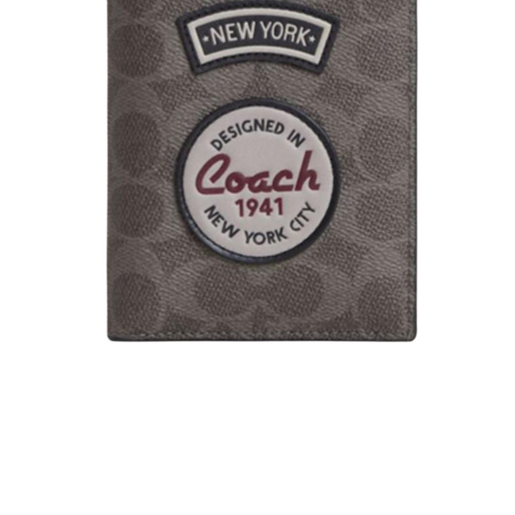 Coach Кошелек для карт с монограммой из искусственной кожи Мужские аксессуары Серый Медный CCF34-QBGRM