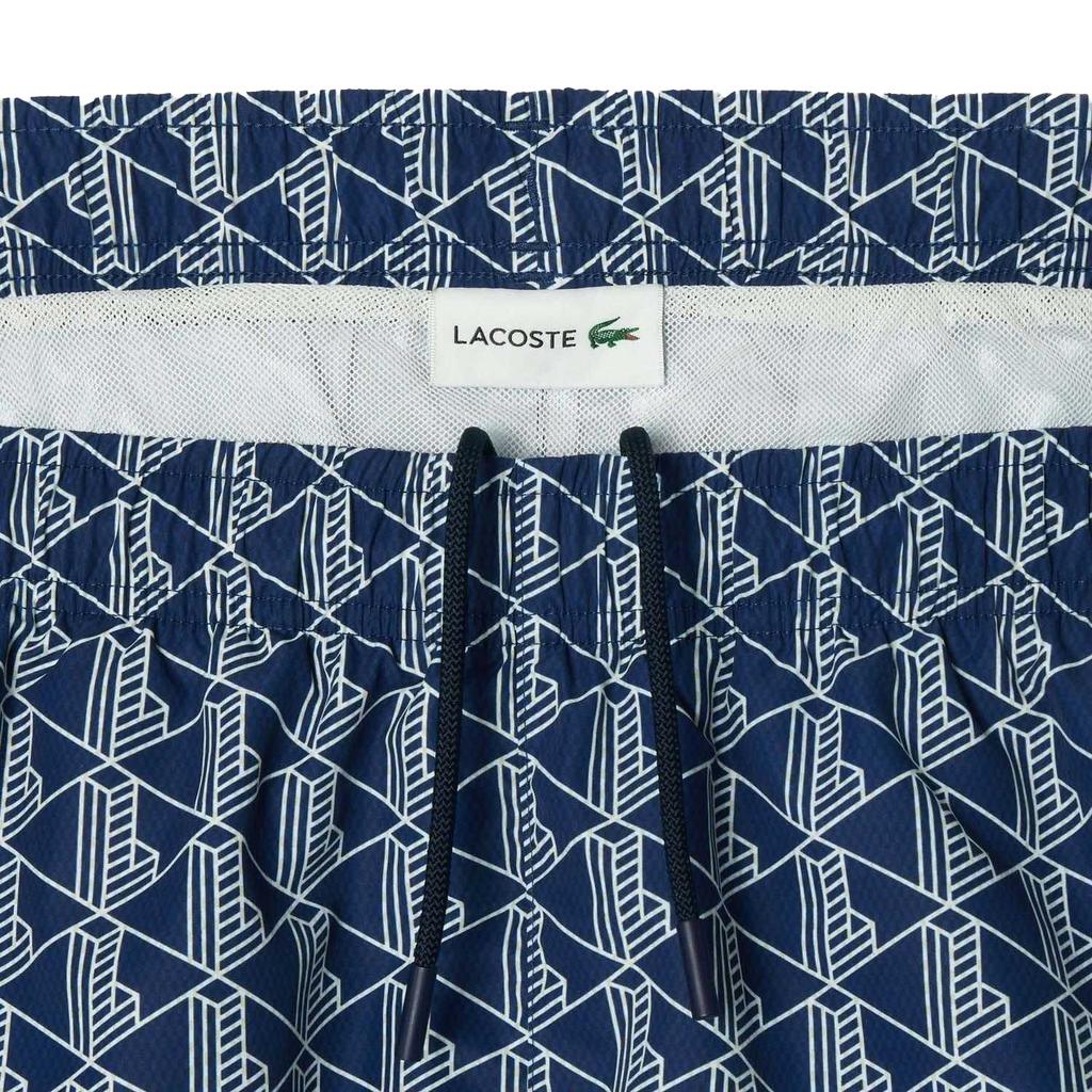 Lacoste Mens Monogram Mid Length Swimming Trunks
