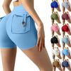Women's Casual Peach Butt Yoga Shorts High Waist Pocket Sports Fitness Nude High Bounce Running Quick Dry Three-quarter Pants