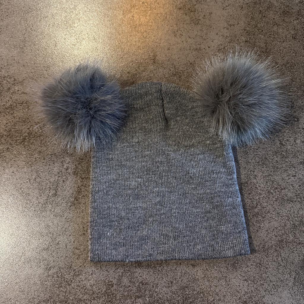 Double Solid Color Ball Knitted Cap Beanie With No Brim For Winter Use Daily