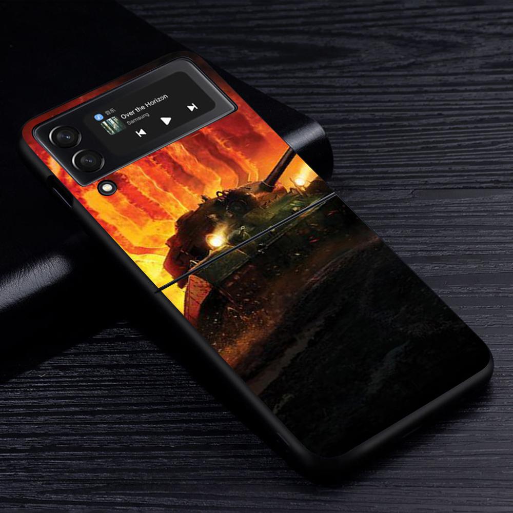 Чехол для мобильного телефона Tanks Fighter Warship для Samsung Galaxy Z Flip4 Flip3 5G, черный чехол Z Flip 4 3, роскошный жесткий чехол из ПК Zflip3