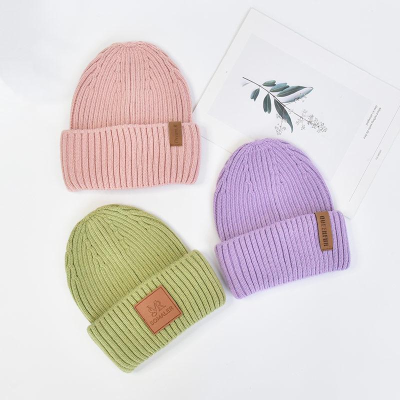 Winter Knit Beanie Hat Unisex Custom Logo Ribbed Wool Knit Beanies Winter Luxury Warm Cuffed Beanie Hat for Women Men