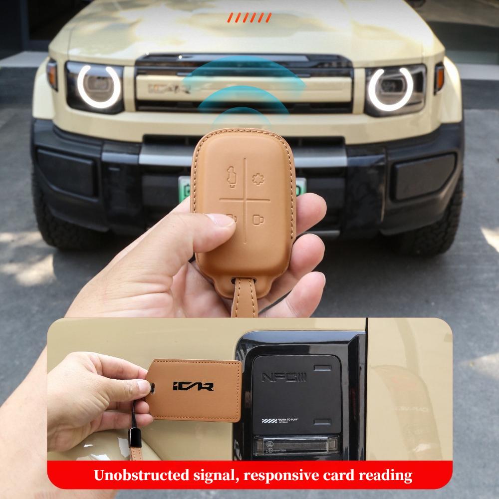 Для Chery Icar V27 Кожаный Чехол-Защита для Ключа Чехол для Умного Ключа с NFC Модификация Анти-Падение Износостойкий Чехол для Ключа