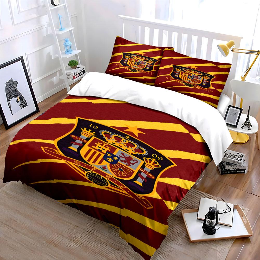 Yellow stripes, Spain emblem. Bedding sets Duvet cover sets Duvet covers Pillowcases(1 * Duvet Cover 2 * Pillowcases without duvet insert)