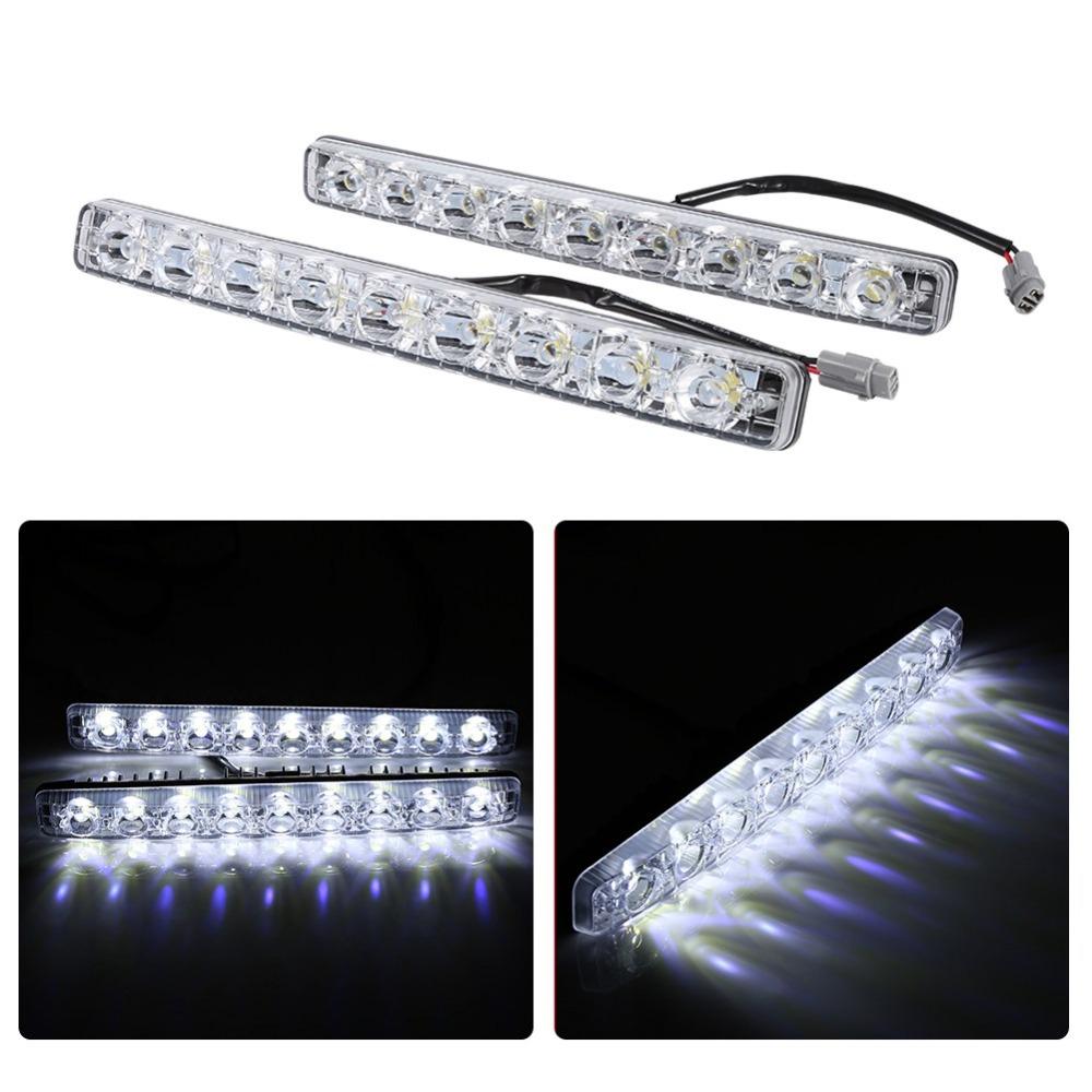 2Pcs 9-LED Car Fog Lights White Color Driving Lamps Energy-Efficient LED Strip Lights Daytime Use