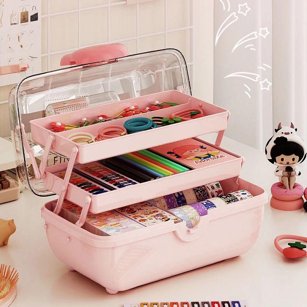 3-Layers Jewellery Box Waterproof Hair Accessories Organizer Portable Hairpin Storage Box