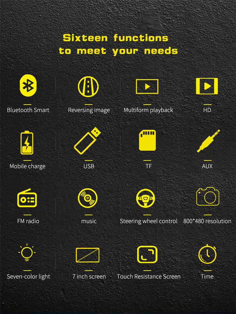 7" HD Car Multimedia Player 2DIN Touch Screen Auto Stereo MP5 Bluetooth USB TF FM Player Support 8LED Rear Camera for Apple XR Interconnection