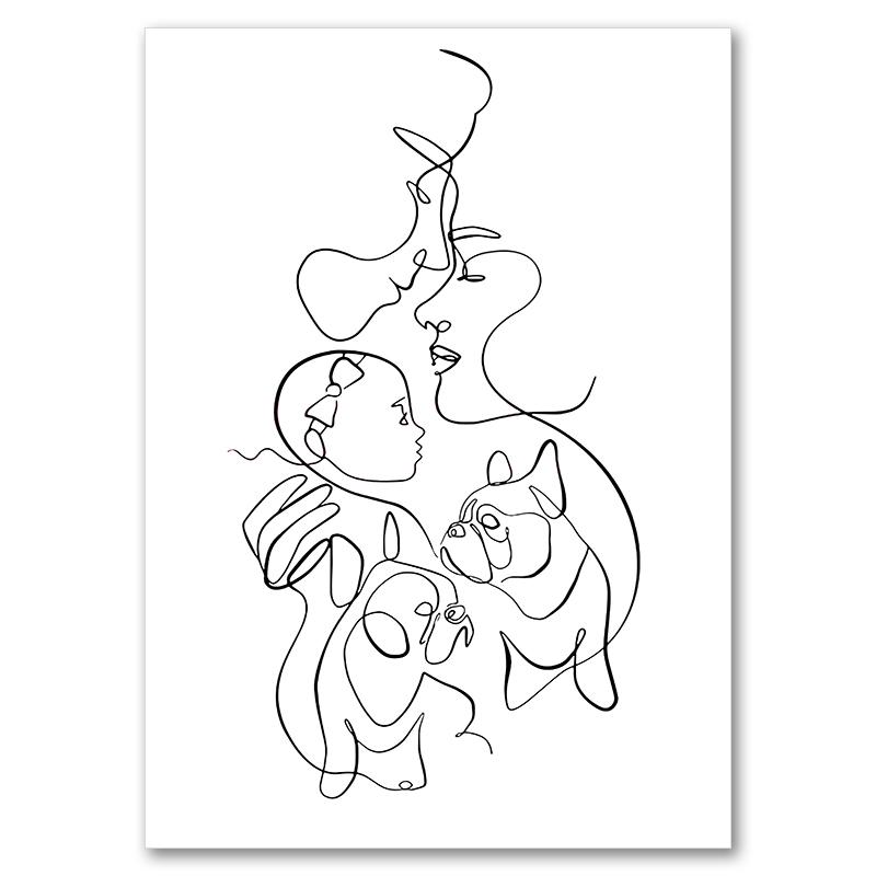 Abstract Line Mom Baby Hand Heart Minimalist Wall Art Canvas Painting Nordic Posters And Prints Wall Pictures Kids Room Decor