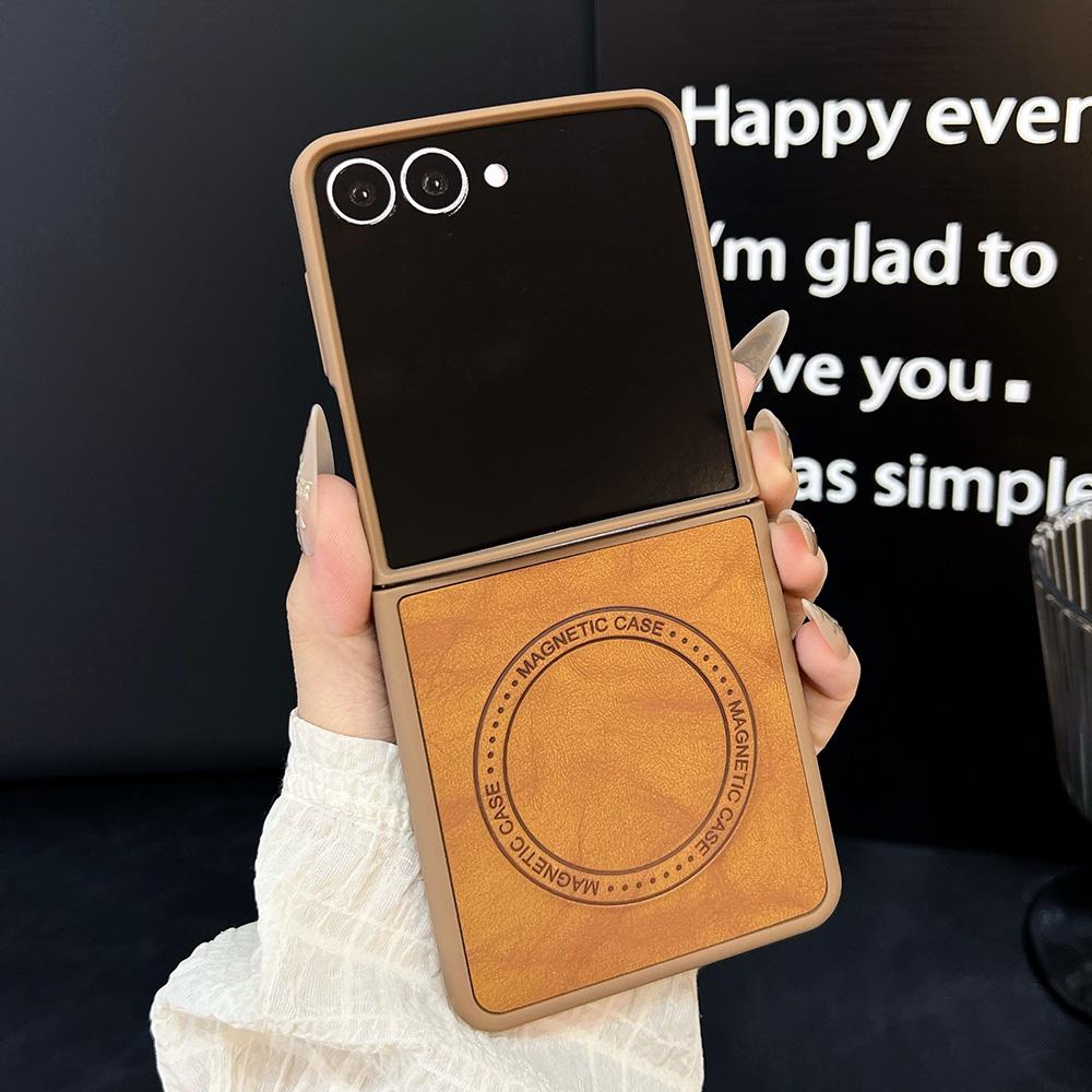 Ретро однотонный чехол из искусственной магнитной кожи для Samsung Galaxy Z Flip 7 6 5 4 3 для защитного чехла со складным экраном
