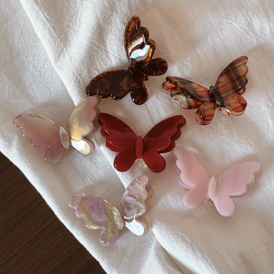 Nostalgie Side Bang Hair Clip, Three-Dimensional Butterfly Decor Hairpin, Acetate Plate Accessories for Secure Bangs And Half-Tied