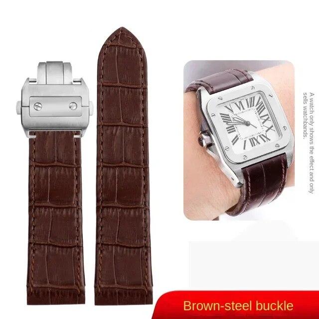 Ремешок для часов Cartier Santos 100, 20 мм, 23 мм, для мужчин и женщин, высококачественные кожаные ремни, складная пряжка, ремешок для часов из натуральной кожи