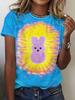 Летняя женская модная футболка с цветным принтом и круглым вырезом, футболки, женская повседневная одежда с коротким рукавом, женская роскошная уличная одежда