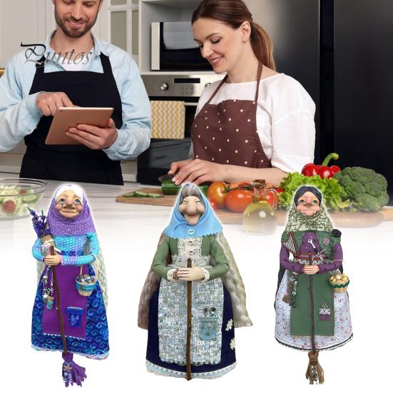 Handmade Resin Kitchen Witch Luck Charm Witch Figurine Hanging Decoration Cartoon Cooking Witch Statue Gift for Mom Home Kitchen Decor