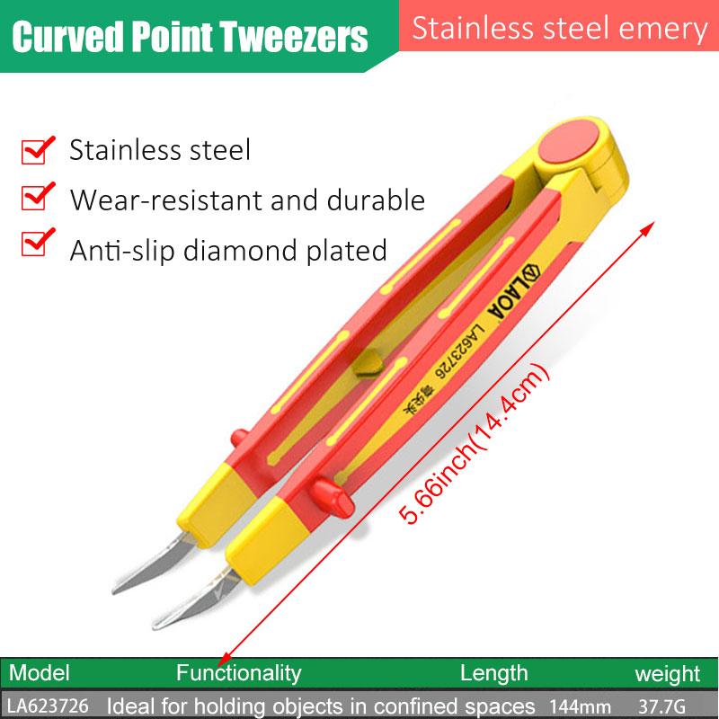 LAOA Пинцет из нержавеющей стали с изоляцией 1000 В высокого давления с алмазным покрытием, нескользящий, изогнутая головка, прямая головка, широкая головка, пинцет
