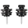 2Pcs Guitar Strap Locks Security Buttons Heavy Duty Metal Flat Round Head Non Slip Fall Resistant Tool Black
