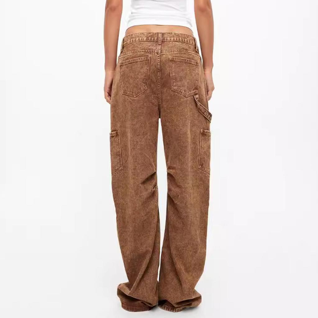 Women's Low Waist Washed Women's Jeans Fashionable Versatile Straight Leg Pants