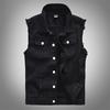Men's Spring Summer and Autumn Denim Vest Black Cool Men's Casual Vest Youth Waistcoat Vest