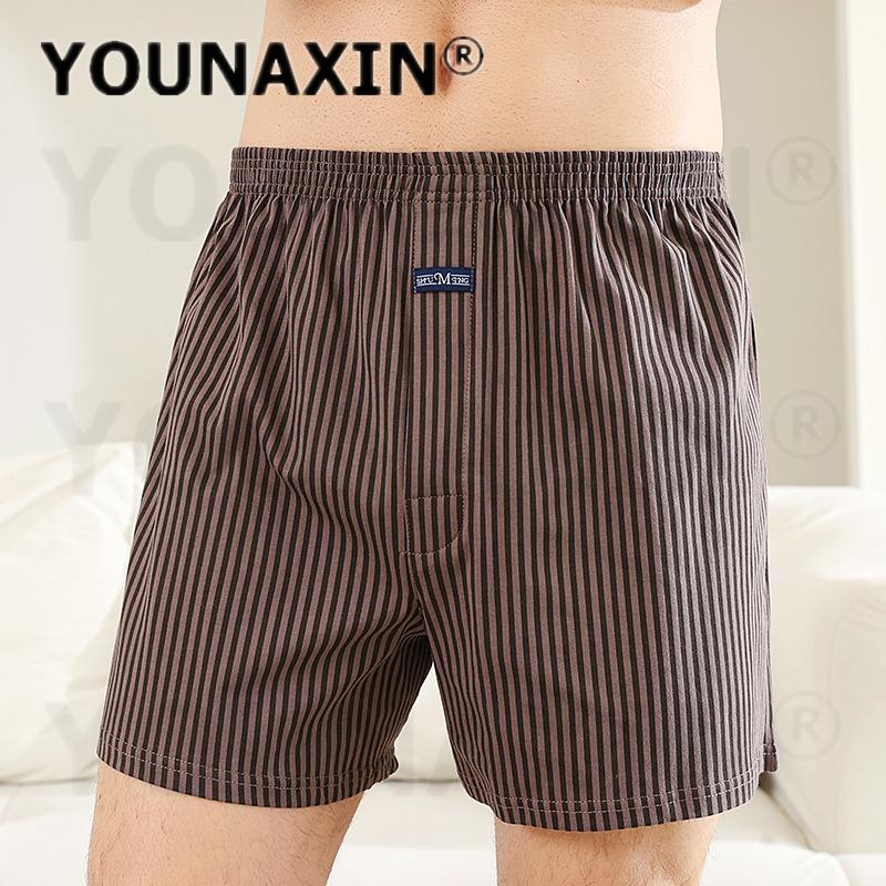 Men's Cotton Boxer Briefs High Waist Casual Plaid Pajama Shorts Plus Size Big Underwear Home Sleep Bottoms M L XL 2XL 3XL