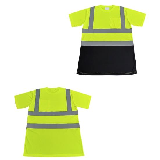 Мужская светоотражающая одежда с коротким рукавом и круглым вырезом, светоотражающая футболка с сетчатыми вставками, промышленная рабочая одежда