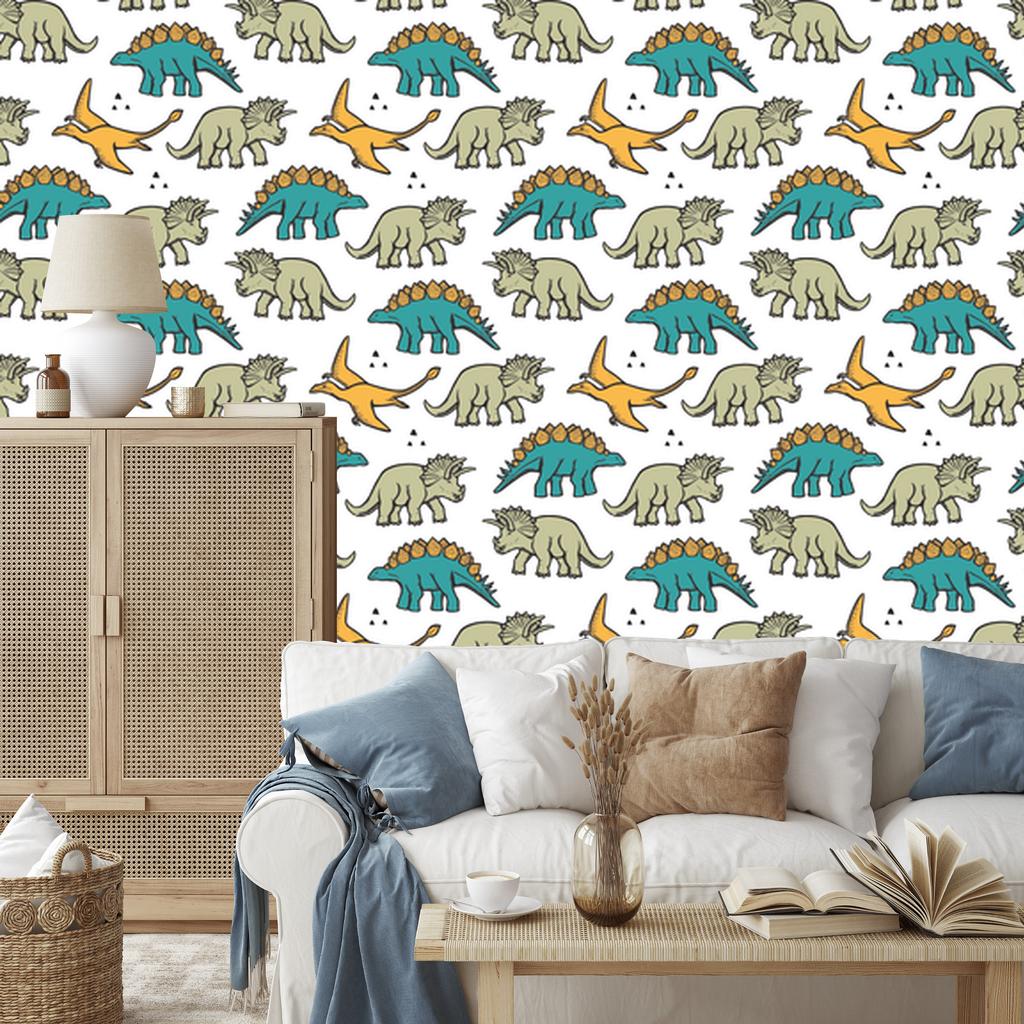 Colorful Dinosaurs Wallpaper for Living Room and Bedroom 50x1000