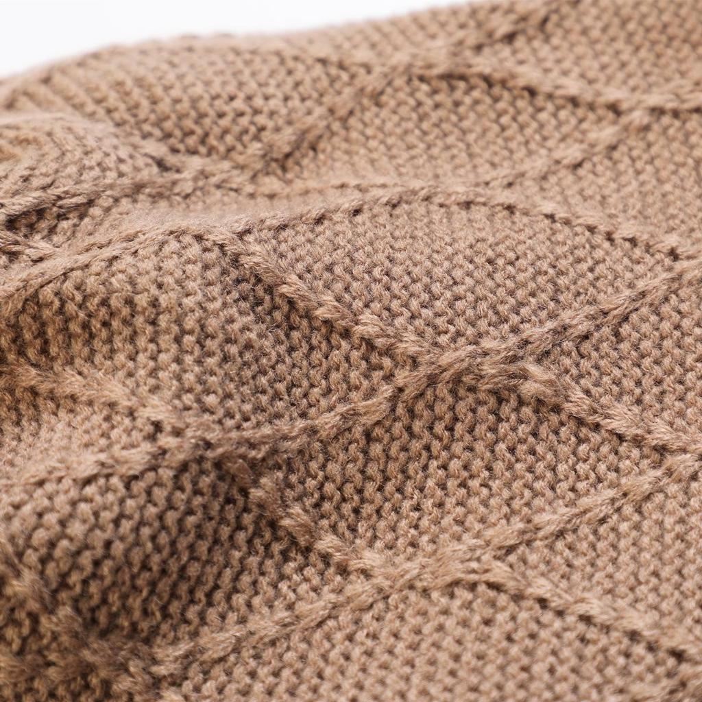 New Women's Knitted Pullover Hat Solid Color Mesh Diamond Plush Wool Cap Autumn Winter Ear Protection Pile Cap