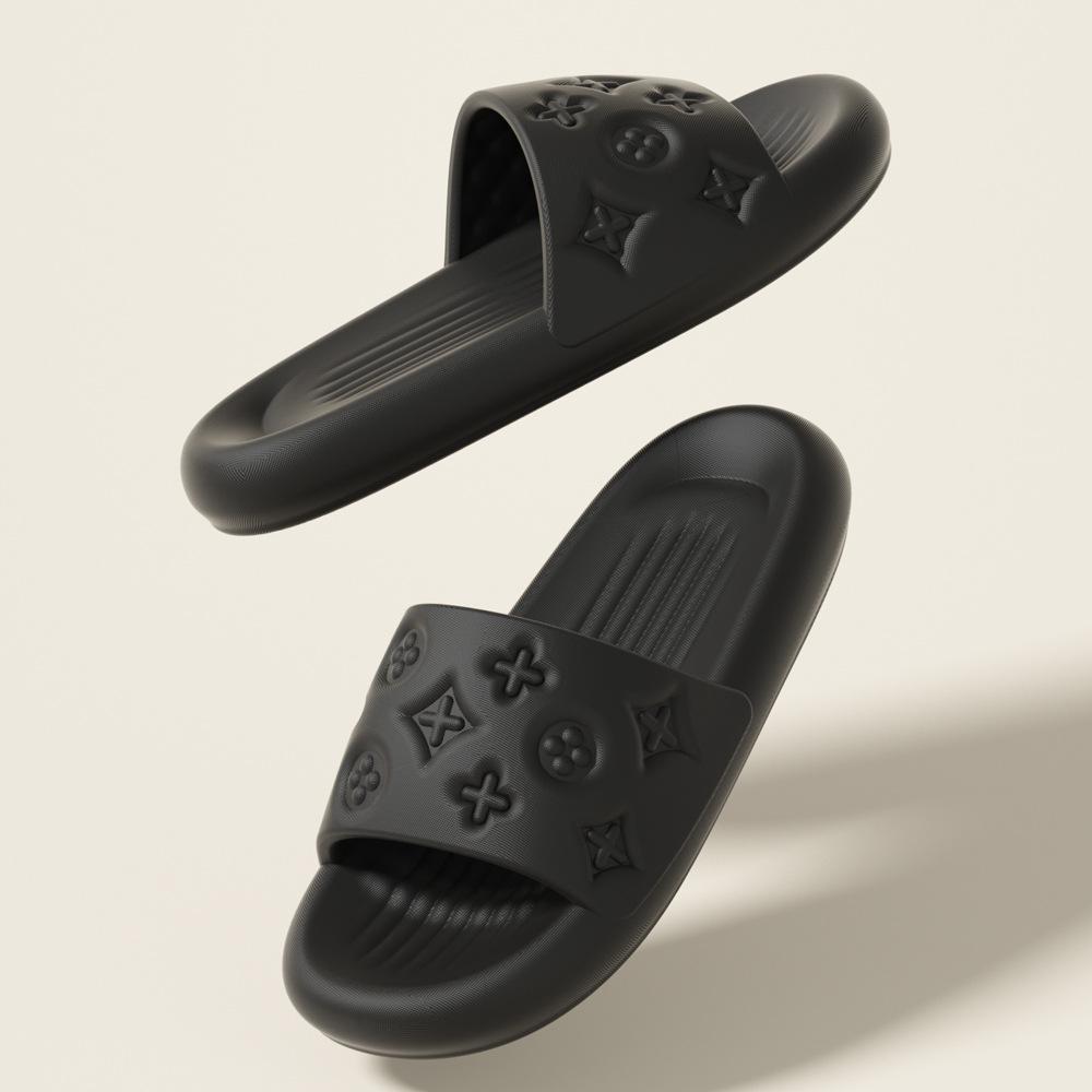 Модные стильные тапочки с высоким чувством, женские летние тапочки, ощущение наступить на что-то, толстая подошва, для ванной, нескользящие, дезодорирующие, с маленьким цветком, ЭВА тапочки