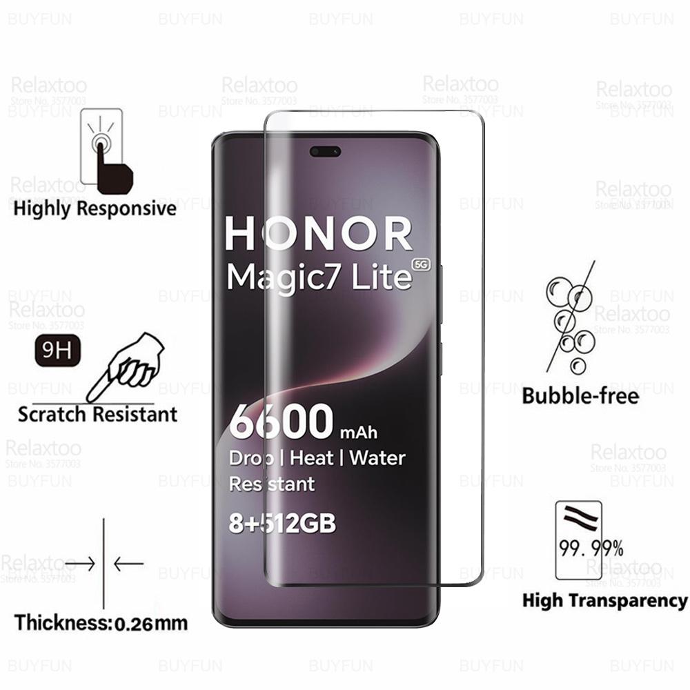 For Honor Magic7 Lite 5G Glass 1-3Pcs Curved Screen Protector Honor X9c Magic7Lite Magic 7 Lite HonorX9c 5G Clear Tempered Film