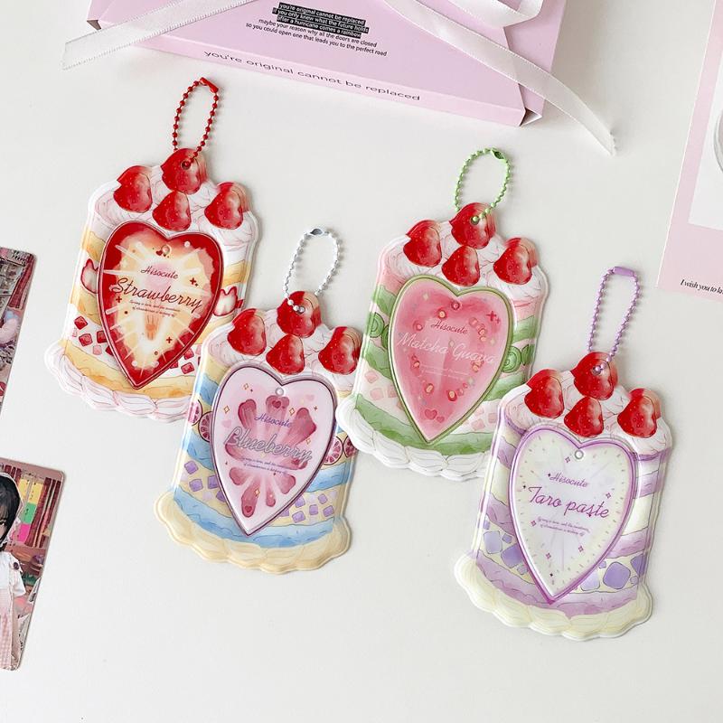 Kawaii Kpop Photocard Holder for 53x85mm PVC Card Protector with Pendant Keychain for Students Girls School Accessories Gift