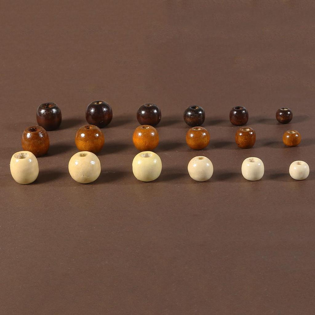 50PCS Big Hole Natural Wood Loose Beads Wooden Round Beads For Jewelry Making Bracelet Necklace Accessories DIY Crafts
