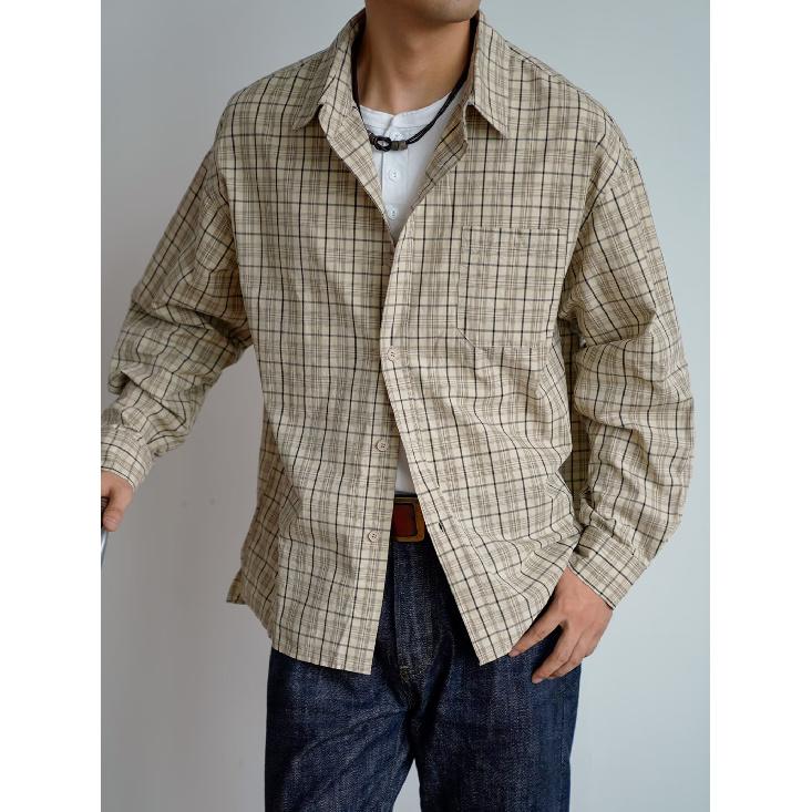 2024 Клетчатая рубашка с длинным рукавом в японском стиле Гонконга Ins Свободная рубашка для мальчиков Летнее модное универсальное повседневное пальто