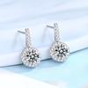 S925 Sterling Silver Round Diamond Inlaid Zircon Earrings Eardrops Japanese and Korean Elegant Earrings