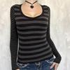 Y2K Striped Long-sleeved Sweater Women's T-shirt Women's 2025 Autumn