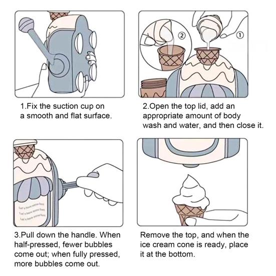 Пеногенератор для мороженого Игрушка для ванны для малышей Машина для пузырей для ванны Мальчики Девочки Пузыри Мороженое Пенообразование Игрушка для душа Набор для игры в торт
